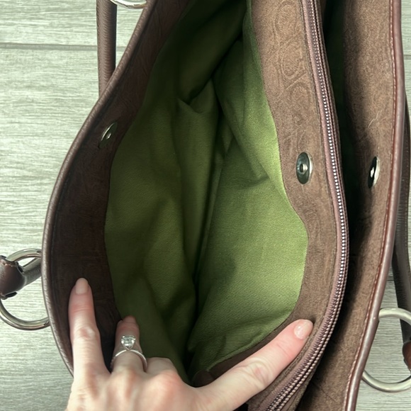 Ferragamo Gancini Brown Canvas Tote Bag w/leather details - Picture 11 of 17